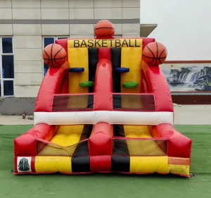Jogo de Carnaval de Cesto de Basquetebol Inflável em PVC com Duplo Lançamento Configuração Fácil para Uso em Parque Infantil Comercial