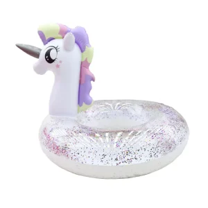 Inflatable PVC Cartoon Unicorn Glitter Inside for Kids Float Pool Swim Rings 70CM Tubes Toys Summer Beach Swimming Pool Party