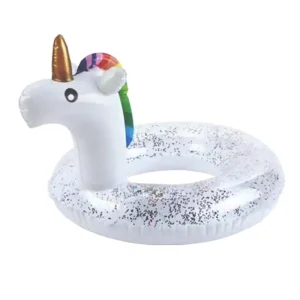 Inflatable PVC Cartoon Unicorn Glitter Kids Adults Float Pool Swim Rings 90CM Tubes Toys Summer Beach Swimming Pool Party