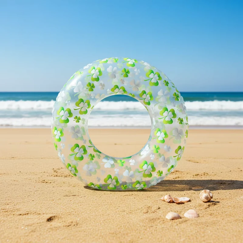 Bouée de natation gonflable en PVC pour enfant avec fleurs jaunes, flotteur de piscine transparent, design de sécurité, jouet d'eau d'été