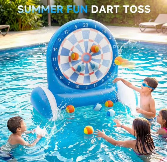 Papan Dart Inflatable PVC untuk Permainan Keluarga di Kolam Air dengan Bola Lengket untuk Anak Usia 3 hingga 12 Tahun