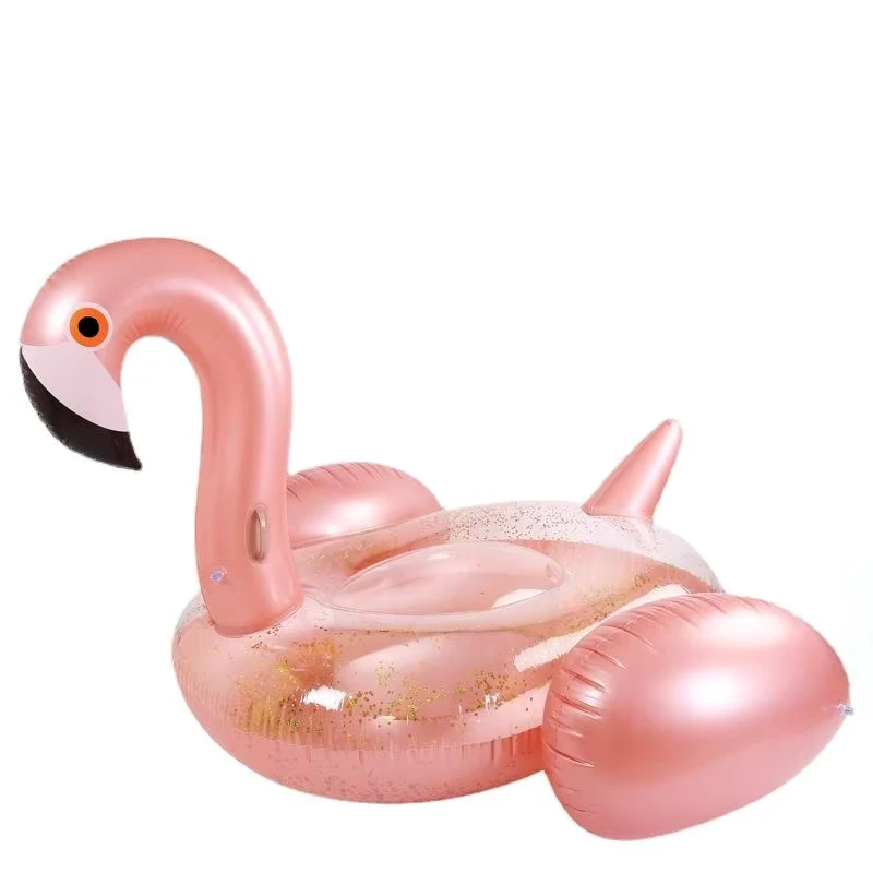 Aufblasbarer PVC-Flamingo Schwimmring mit Glitzer PVC Sommer Schwimmbad-Party für Erwachsene Lounger Wasser-Spielzeug für Spaß
