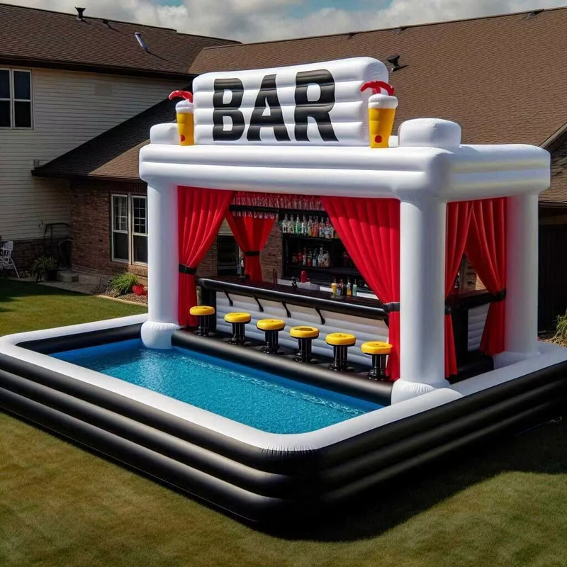 Inflatable PVC Garden Bar Outdoor Party Water Swimming Pool Bar Inflatable Pub Leisure Platform
