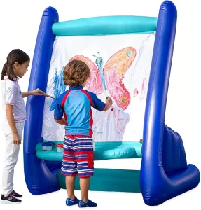 Cavalletto Artistico Gonfiabile in PVC Non Tossico Riutilizzabile per Bambini e Neonati, Uso Interno ed Esterno, 27x50 Pollici, Stazione Creativa per Pittura