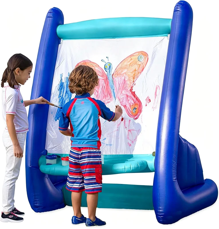 Opblaasbare PVC Niet-toxische Herbruikbare Kunst Easel voor Kinderen & Peuters Binnen en Buiten Gebruik 27x50 Inch Creatief Schilderstation