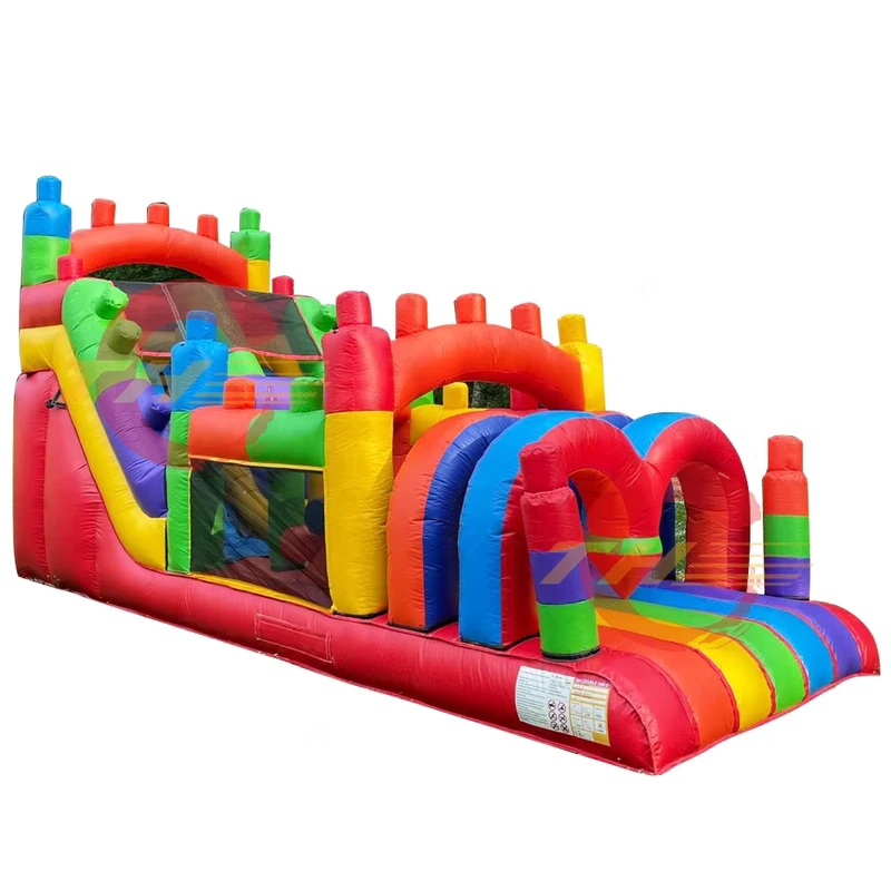 Inflatable PVC Slide Garden Parties Wet Dry Fun City Obstacle Course Building Block Bouncer Amusement Parks Playgrounds