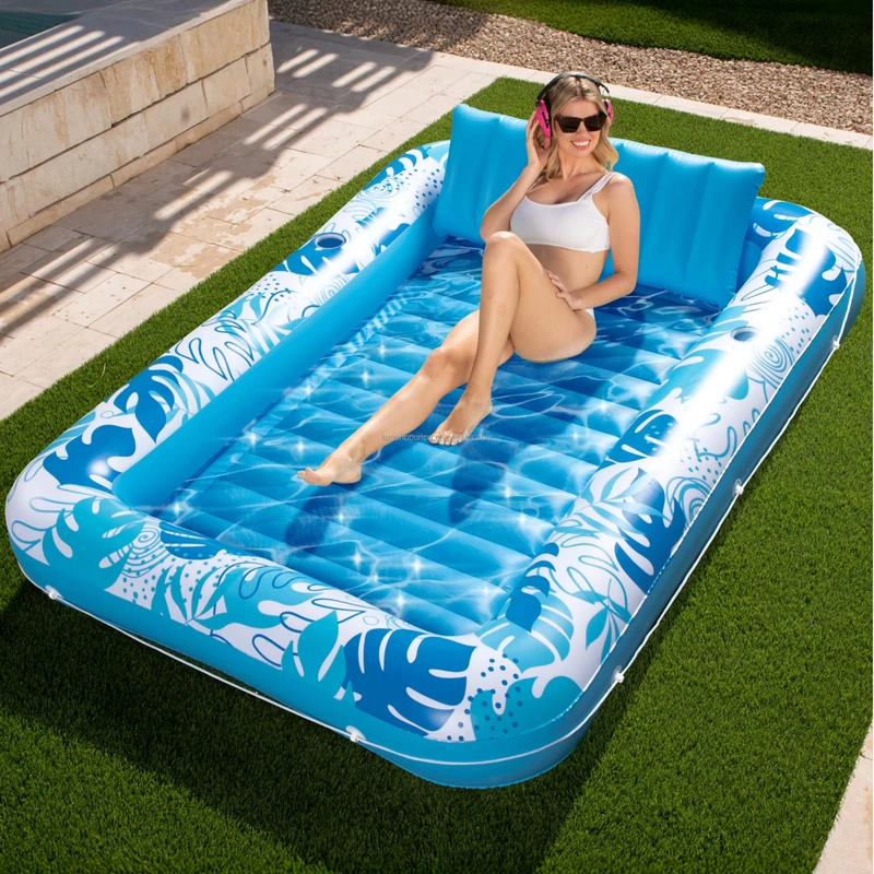 Piscina Gonfiabile in PVC per Abbronzatura Lettino Galleggiante 85x57 Pollici Raft per Adulti per Feste Commerciali