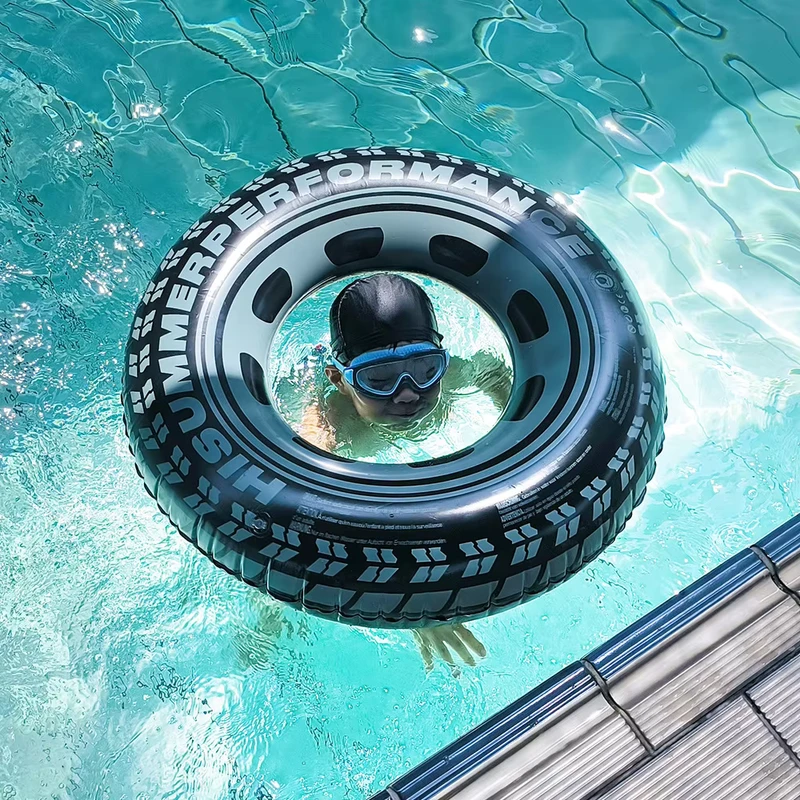 Aufblasbarer PVC-Reifen-Muster Neuheit Form Schwimmring Individuelle Farbe Kinder Frauen Männer Sommer Wasser Pool Schwimmend