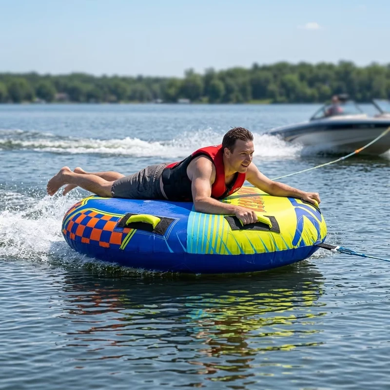 Tabung Ski Air Inflatable PVC yang Ditarik Tanpa Tali untuk Berperahu, Kapasitas 2 Orang hingga 100kg