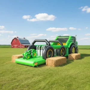 Aufblasbarer PVC-Traktor-Themen-Hindernisparcours für Abenteuer im Freien, Spielplatz für Kinder Spaß und Fitness