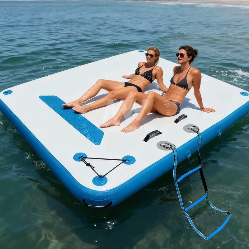 Plataforma de Água Inflável em PVC, Plataforma de Natação, Equipamento de Parque de Diversões, Boia, Ilha Flutuante, Balsa de Malha