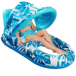 Inflatable PVC Water Hammock Floating Lounger Chair Cup Holder Max Capacity 100kg Amusement Facilities