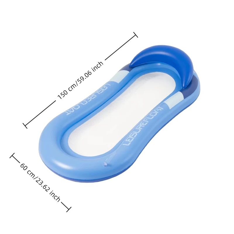 Opblaasbare PVC Water Lounger Drijvende Bed Zwemring Zwembad Float Vouwbaar 160x90cm Onder 100kg Capaciteit Buitensportactiviteiten