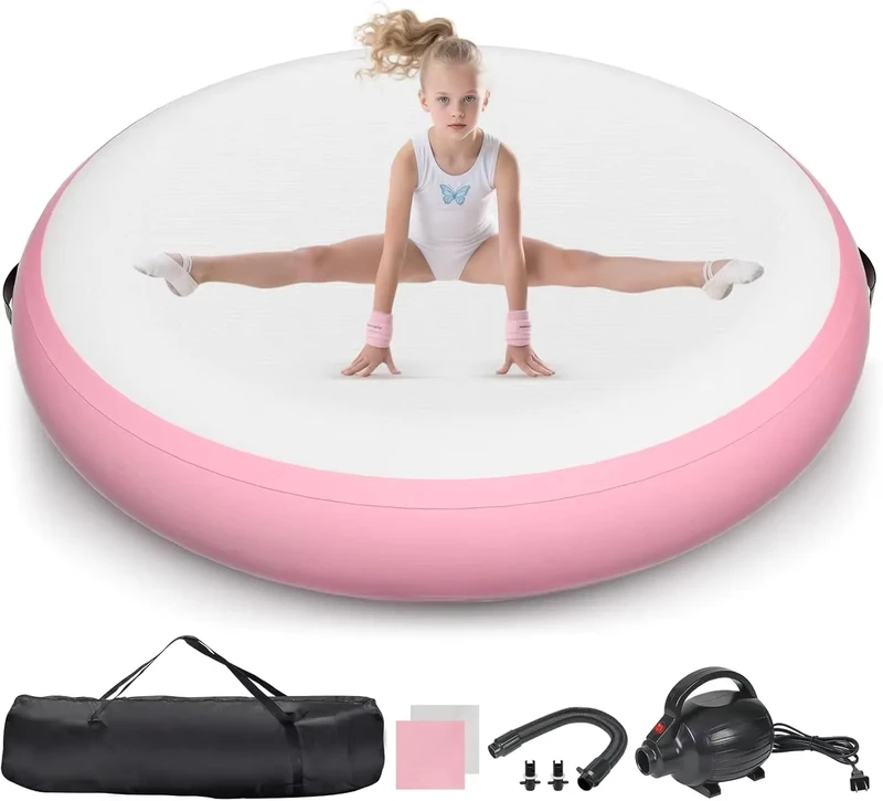 Inflatable PVC Yoga Gymnastics Floor Tumbling Mat 1m Diameter Air Track Durable Portable Customizable Unisex Home Use