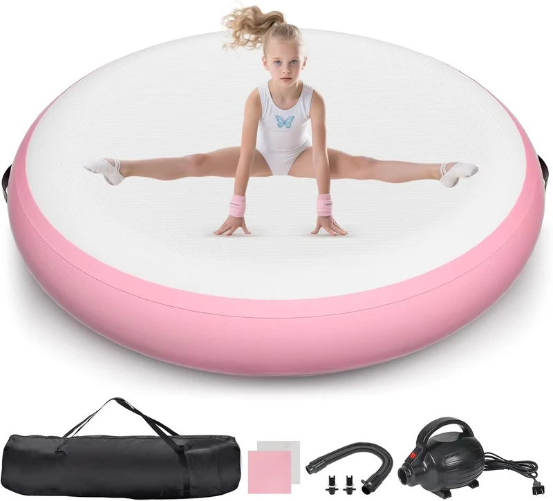 Opblaasbare PVC Yoga Gymnastiekvloer Tumbling Mat 1m Diameter Luchtbaanmatten voor Thuisgebruik Duurzame Opblaasbare Gymnastiekmat
