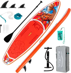 Inflatable Paddle Board Stand up Paddleboards for Adults SUP with Premium Accessories Pump, Adjustable Paddle, Leash, Three Fins