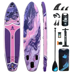 Aufblasbares Paddle Board, Stand-Up-Surfen, aquamarinfarbenes Angel-Paddle Board mit Kajaksitz