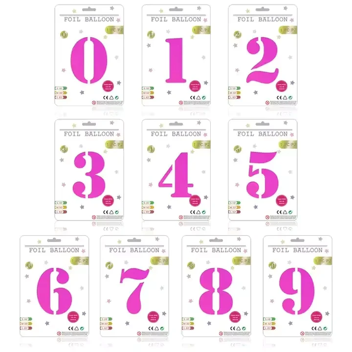 인플레이터블 파티 장식 종이 카드 포장 알루미늄 16인치 호일 풍선 숫자