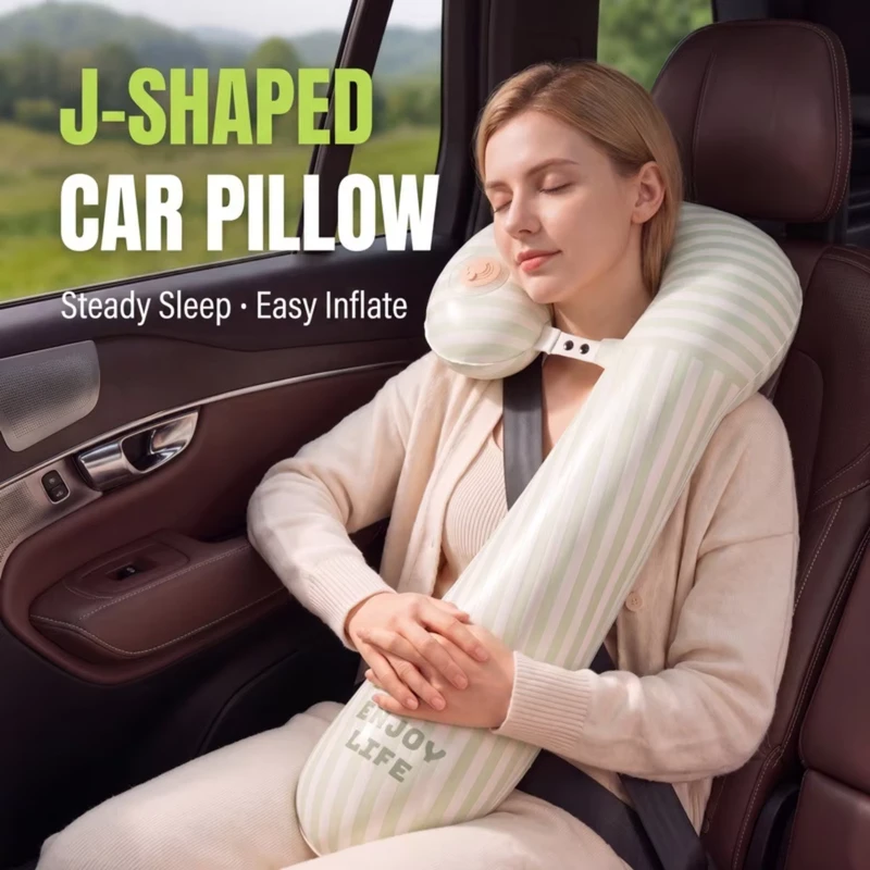 インフレータブルピロー、U字型ネックサポートピロー（長距離旅行用、睡眠用ピロー、後部座席用睡眠補助車アクセサリー）