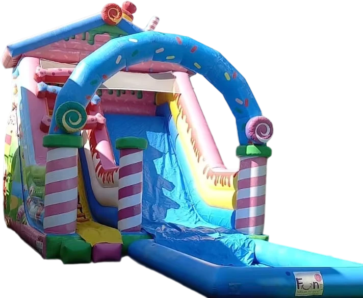 Château Gonflable en PVC avec Glissade en Bonbons Roses, Parc Trampoline pour Enfants, Piscine