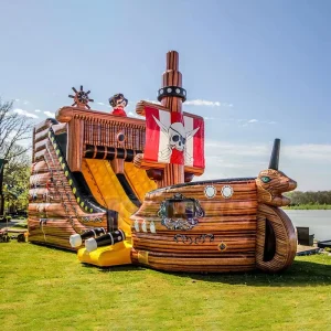 Inflatable Pirate Ship Water Slides with Water Pool Commercial Slide for Kids