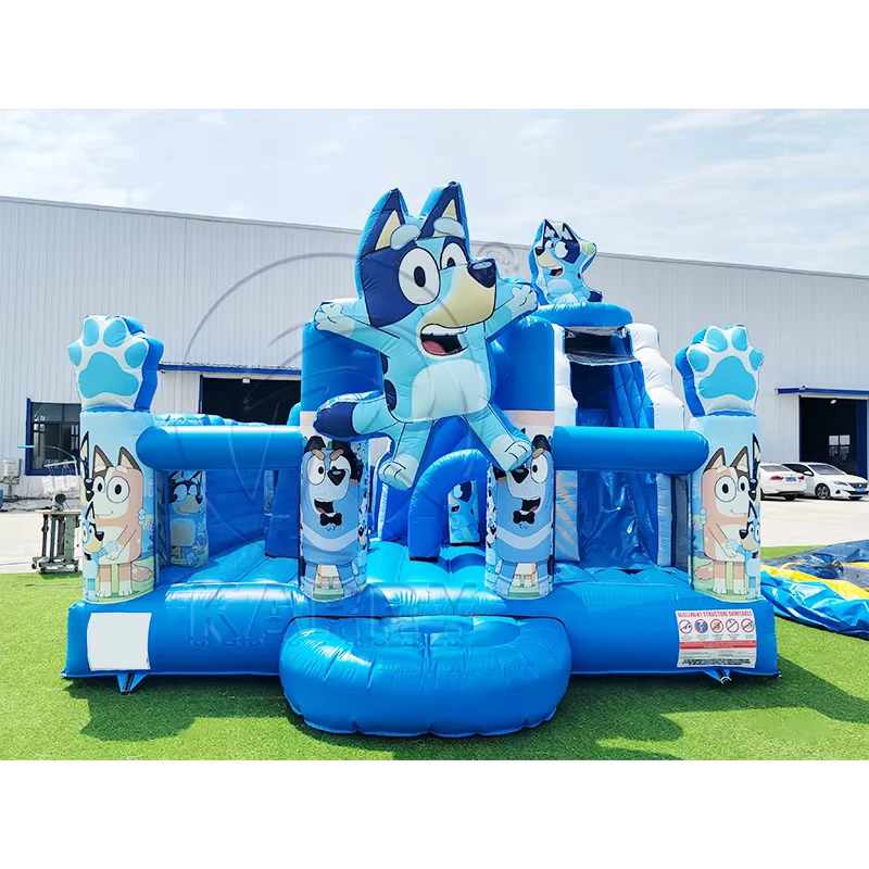 Inflatable Playground Blue Bouncing Castle Inflatable Outdoor Commercial Inflatable Bouncy Castle with Slide for Kids