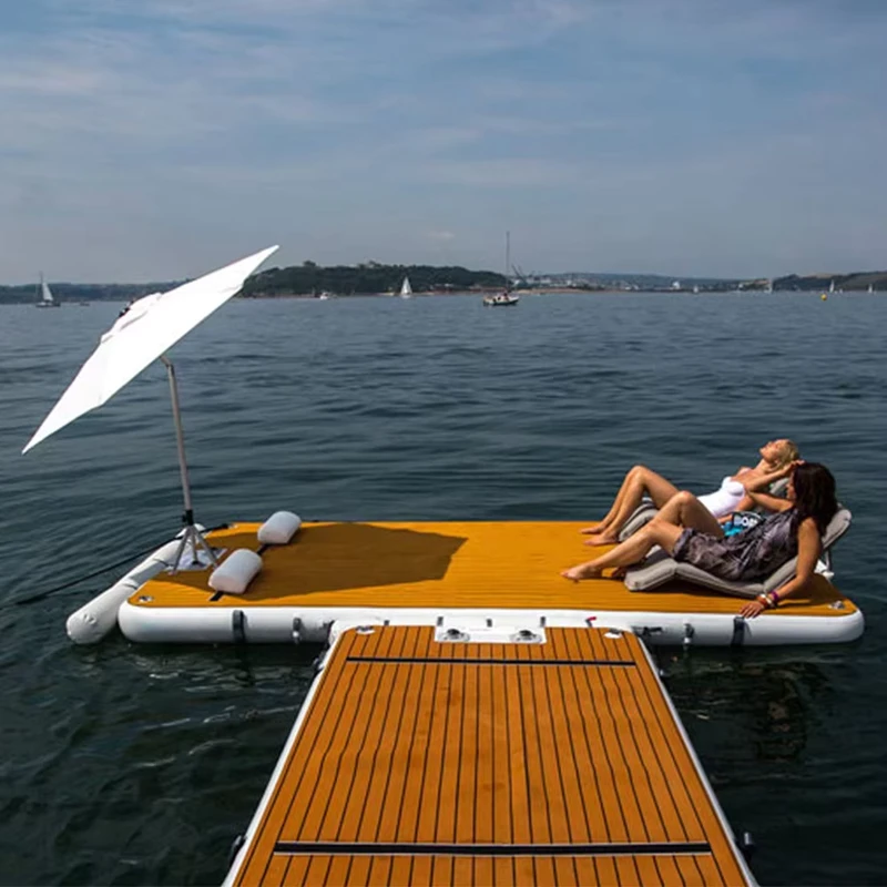 Dock Inflable Pontón, Raft Flotante, Plataforma de Pesca Flotante, Plataforma Inflable con EVA Antideslizante