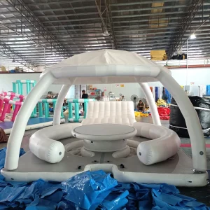 Inflatable Pool Bar Float Platform Tent Sun Shelter Lounge Platform Floating Island