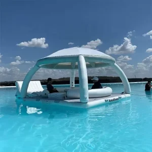 Bar inflable de piscina, isla flotante, instalaciones de entretenimiento acuático, plataforma flotante, tienda, refugio solar, salón