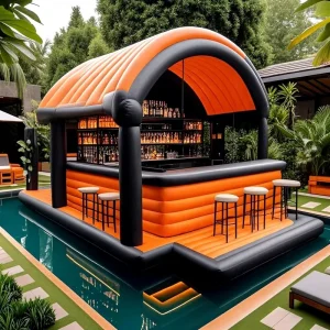 Bar gonfiabile per adulti, bar galleggiante per piscina con piscina per feste in giardino