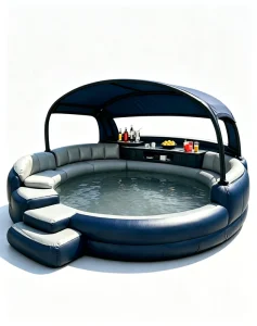 Barra de piscina inflable con toldo perfecta para diversión acuática en el jardín