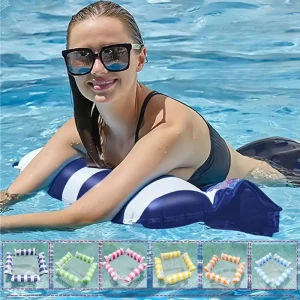 Inflatable Pool Float Chair Lounge Stripe Pattern Float Hammock for Adults Summer Water Fun