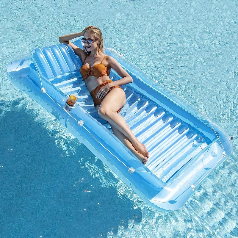 Inflatable Pool Floats Lounger Raft Floats for Adults Blow up Tanning Pool with Removable Pillow Pool Toys