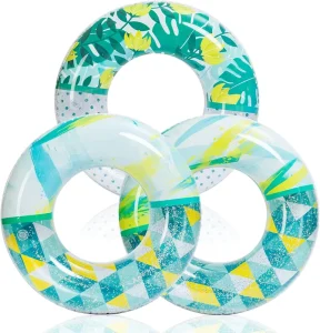Inflatable Pool Floats with Glitters 32.5″ Pool Float Tubes for Swimming Kids Adults Beach Outdoor Party Swimming Ring
