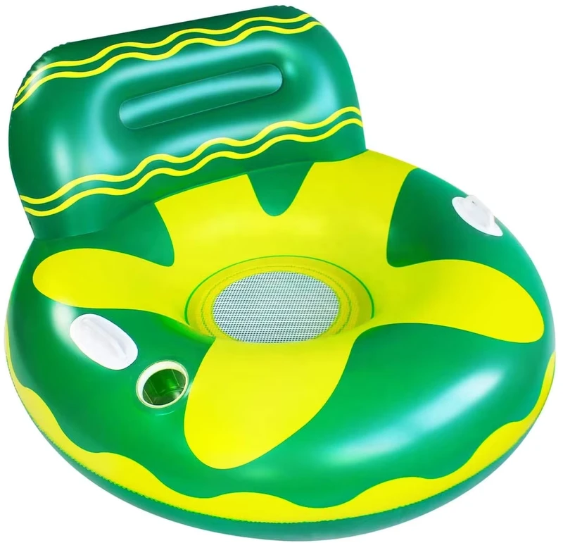 Opblaasbare Pool Lounger Float met Rugleuning Lucht Sofa Drijvende Stoel met Handvat en Bekerhouder