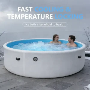 Inflatable Pool for Adult PVC Inflatable Cold Therapy Bathtub Round Ice Bath Tub with Insulated Cover Portable Multi Person