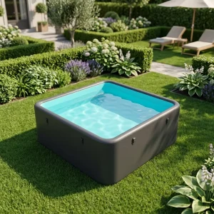 Aufblasbares Schwimmbecken mit Sonnendach UV-Schutz, Einfaches Aufblasen, Schneller Aufbau, Garten, Drop Stitch für den Outdoor-Einsatz für jüngere Schwimmer