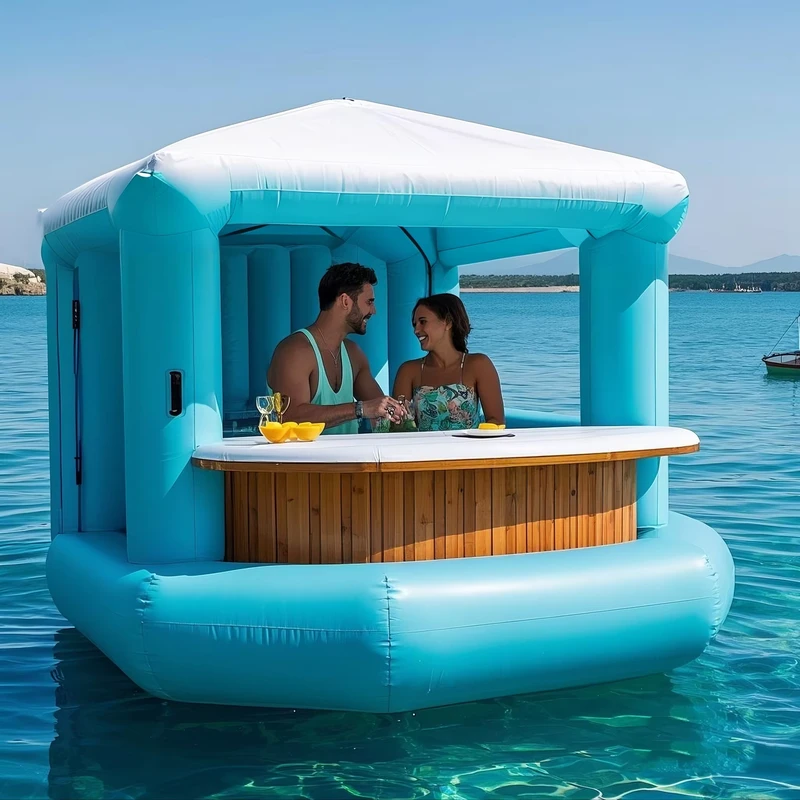 Casa de Pub Inflable, Bar de Piscina Inflable de PVC, Bar Flotante para Piscina en el Jardín