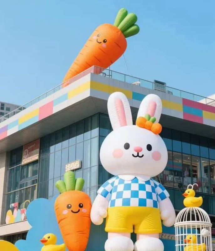 테마 모임을 위한 인플레이터블 토끼 만화 피규어 야외 행사 장식 및 홍보 디스플레이