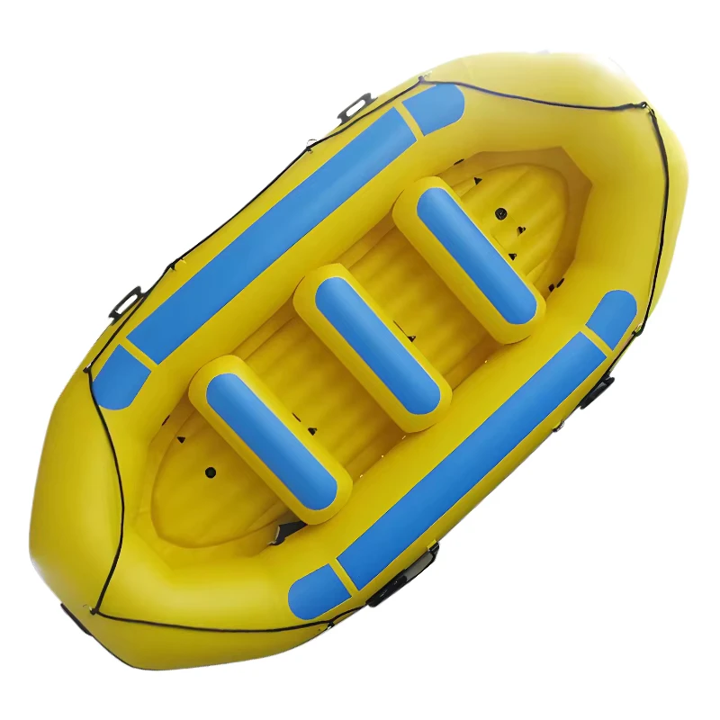 Inflatable Raft Boat 4Person Heavy-Duty PVC Dinghy with Aluminum Oars & Air Pump Portable Fishing Float Boat