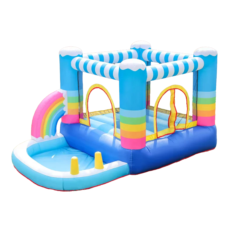Inflatable Rainbow Bounce House Custom Oxford Fabric Bouncy Castle Business for Sale Supplier From China