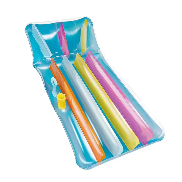 Opblaasbaar Regenboog Drijvend Bed Opblaasbare Lounge Stoel Zwemdrijvende Pad en Opblaasbaar Matras