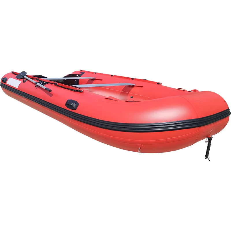 Inflatable Red Dinghy Boat 3 Person Portable Fishing Boat with Air Pump and Oars Lightweight for Camping and Water Sports