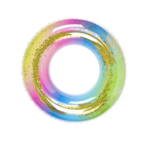 Anello Gonfiabile per Piscina, Gonfiabili per Adulti e Bambini, Giocattolo da Piscina Estivo, Rotondo, a Tema Arcobaleno per Feste in Piscina