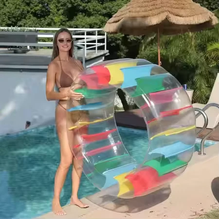 Inflatable Roller Float 52” Colorful Water Wheel Swimming Pool Roller Toy for Kids and Adults Outdoors 140cm Below Kids Use