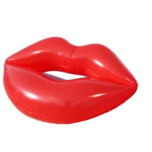 Inflatable Rose Gold Floating Ring for Red Lip Swimming