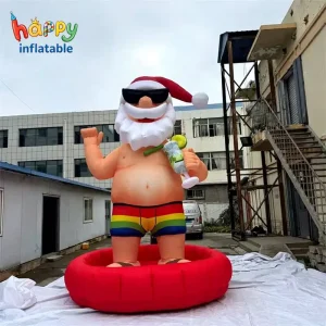Inflatable Santa Claus for Tropical Christmas Beach Party Decoration
