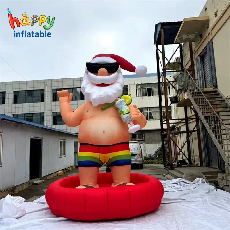 Santa Claus Inflatable untuk Dekorasi Pesta Natal Pantai Tropis