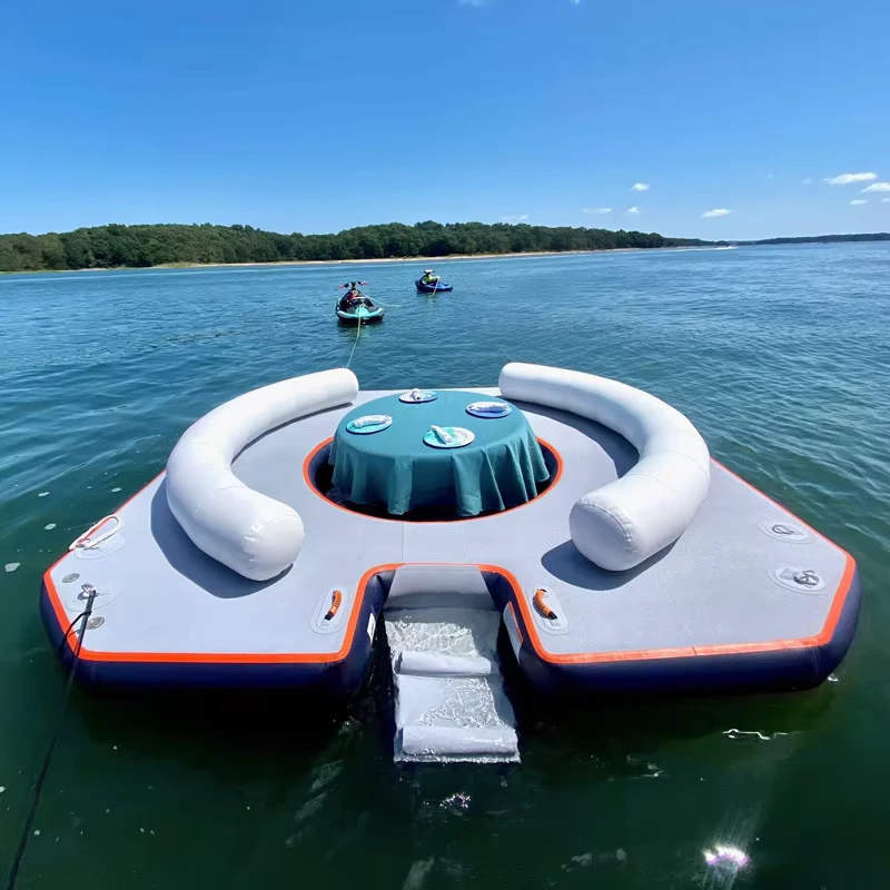 Inflatable Sea Island Sunshade Sofa Floating Bar Dock Deck Platform