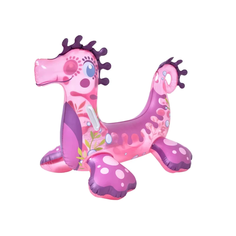 Inflatable Seahorse Shape Pool Float Inflatable Ride Ons Pool Toy with 2 Durable Handles